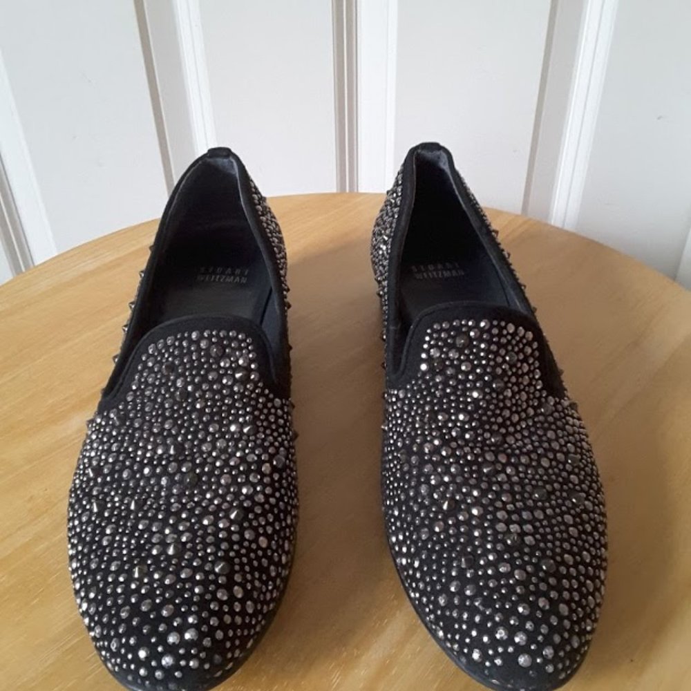 SOLD Stuart Weitzman Studded Black Suede Loafer